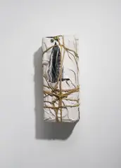 Wrapped Payphone by Christo, 1988, New York City payphone (steel), wrapped in sackcloth and transparent polyethylene with rope and twine,, offered Jun 2014