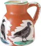 Pichet au oiseaux (Pitcher with Birds) by Pablo Picasso, 1962, White earthenware pitcher painted in colours with brushed glaze,, sold Jun 2014