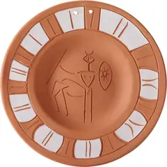 Centaure (Centaur) by Pablo Picasso, 1950, Red earthenware round plate painted in white and unglazed,, sold Jun 2014