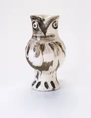 Chouette (Owl) by Pablo Picasso, 1969, White earthenware vase painted in colours with partial brushed glaze,, sold Jun 2014