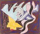 A Hungry Cat Ate Up The Goat, plate 2, from Illustrations after El Lissitzky’s Had Gadya by Frank Stella, 1984, Lithograph and screenprint in colours with collage, on heavy card paper, the full sheet,, sold Jun 2014