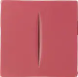 Lucio Fontana, Concetto Spaziale (rosso), 1968, Vacuum-formed plastic object in red, with accompanying book,