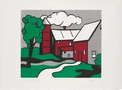 Red Barn by Roy Lichtenstein, 1969, Screenprint in colours, on C.M. Fabriano Cotone paper, with full margins,, sold Jun 2014