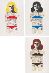 R.A. Sir Peter Blake, Tattooed Lady (3 works), 1985, Screenprints, three colour variants, on Arches paper, with full margins,