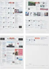 Untitled (MAY, Saturday, October 6, 2012 Last Update) by Wade Guyton, 2012, Four Epson DURABrite inkjet and letterpress prints, on May Èditions letterhead paper, the full sheets,, sold Jun 2014