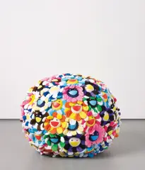 Plush Flowerball by Takashi Murakami, 2008, Polyester, acrylic boa, cotton, and polyurethane sculpture,, sold Jun 2014