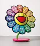 Takashi Murakami, Jellyfish Eyes, 2013, Sculpture comprising metal, fabricated plastic, five wheels, and one hundred candy cases,