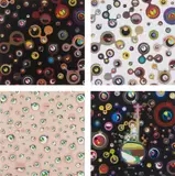 Jellyfish Eyes-Black 4; Jellyfish Eyes-White 4; Jellyfish Eyes and Jellyfish Eyes by Takashi Murakami, 2011; and 2013, Four offset lithographs in colours, on smooth wove paper, the full sheets,, sold Jun 2014