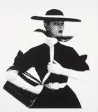 Black and White Fashion (with handbag) (Jean Patchett), New York by Irving Penn, 1950, Selenium toned gelatin silver print, printed 1984, sold Nov 2014