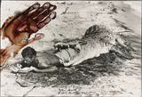 Peter Beard, I'll Write Whenever I Can, Koobi Fora, Lake Rudolf, Kenya, 1965, Gelatin silver print with ink and blood, printed later