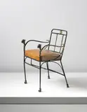 Diego Giacometti, 'Têtes de lionnes' armchair, second version, circa 1969, Patinated bronze, wrought iron, leather