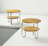 Piero Bottoni, Pair of early side tables, circa 1936, Chromium-plated tubular metal, beechwood-veneered wood