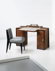 Illuminated 'transformation' bureau and chair by Paul Dupré-Lafon, circa 1927, Bureau: rio rosewood-veneered wood, ebonised wood, sycamore-veneered wood, sycamore, leather, ivory, nickel-plated metal, offered Apr 2014