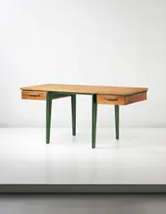 'Bureau Standard', model no. BS by Jean Prouvé, 1942-1943, Oak-veneered wood, oak, painted steel, offered Apr 2014