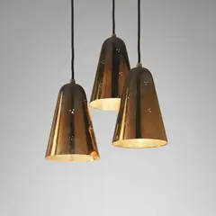 Ceiling light by Paavo Tynell, 1950s, Brass, perforated brass, sold Apr 2014