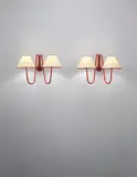 Pair of two-armed 'Bouquet' wall lights by Jean Royere, 1948, Painted tubular metal, paper shades, sold Apr 2014