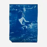 Edward S. Curtis, West Coast (Crouching Ceremonial Costume), c. 1916, vintage cyanotype