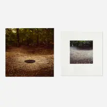Andy Goldsworthy, Burnt sticks Installed at Galerie Lelong, New York 1996 Returned and remade at Buckhorn, 1998 In the dried up bed of a pond Revisited the following year, 1999 After the pond had filled and emptied Buckhorn, New York, 2000, Cibachrome print