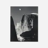 Moon and Half Dome, Yosemite National Park, CA by Ansel Adams, gelatin silver print mounted to board, sold Dec 2024
