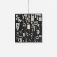 Annette Messager, Protection, 1994, gelatin silver print, twine and colored pencil on paper