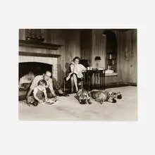 Sid Avery, Bogart and Bacall with Dogs, 1952, vintage gelatin silver print