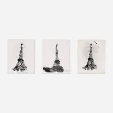 Eiffel Tower (triptych) by Weegee, c. 1950-60, vintage gelatin silver print, sold Dec 2024