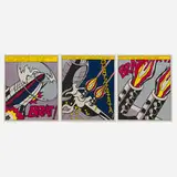 Roy Lichtenstein, As I Opened Fire (triptych), 1966, offset lithograph in colors on wove paper