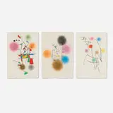 Joan Miró, Three works from the Miranda et la spirale suite, 1979, etching and aquatint in colors on Japan
