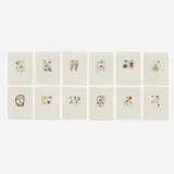 Joan Miró, Twelve works from the La bague d’Aurore portfolio, 1957, etching and aquatint in colors on BFK Rives