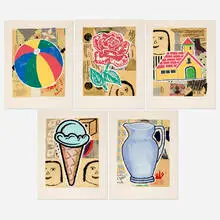 Some of my Subjects by Donald Baechler, 2001, screenprint in colors with flocking on Arches, sold Oct 2025