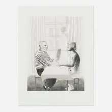 Artist and Model by David Hockney, 1974, etching, sold Oct 2025