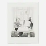 David Hockney, Artist and Model, 1974, etching