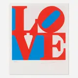 Robert Indiana, LOVE (Red/ Blue); My Love, My Love is Gone To You (two works from The Book of Love portfolio), 1996, screenprint in colors on A.N.W. Creswood Museum Edition