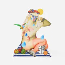 Allison Zuckerman, Untitled, 2017, ink on aluminium and polyethylene