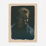 Käthe Kollwitz, Brustbild einer Arbeiterfrau mit blauem Tuch, 1903, lithograph in colors