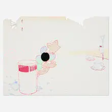 Levity by Amze Emmons, 2018, screenprint with laser-cut elements on Coventry Rag, sold Oct 2025
