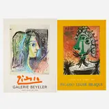 Picasso Retouched Linocuts; Picasso, Leger, Braque (two posters) by Pablo Picasso, offset lithograph in colors, sold Nov 2023