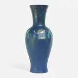 Monumental Carved Mat vase with leaves, fruit and geometric shapes by Charles S. Todd for Rookwood Pottery, sold Nov 2023
