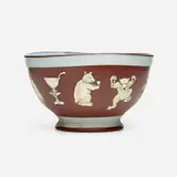 Early and Rare Dull Finish ice cream bowl with dancing polar bears by Edward Cranch for Rookwood Pottery, sold Nov 2023
