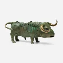 Untitled (Bull box) by John Kearney, c. 1990, patinated bronze, sold Jun 2024