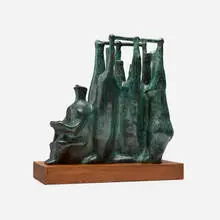 John Kearney, Bus Riders, 1990, patinated bronze, mahogany