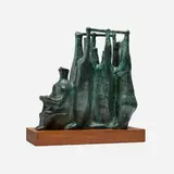 John Kearney, Bus Riders, 1990, patinated bronze, mahogany