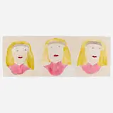 Lee Godie, Three Heads, watercolor, ballpoint pen, pencil and acrylic on canvas