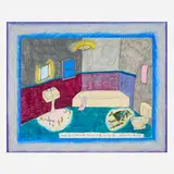 Hollis Sigler, With Guilt Went The Desire To Be Some One Else... Some One Better, 1980, Cray-Pas on paper and matboard