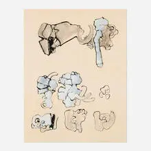 Richard Hunt, Page of Forms, 1961, ink and gouache on paper
