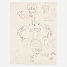 Karl Wirsum, Study for the painting Toot Toot Tutu Toodle-oo, c. 2013, pencil on paper