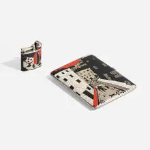 Gérard Sandoz, Early cigarette case and lighter, c. 1922, lacquer with eggshell on parcel-gilt silver