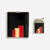Carlton Kumapart, Cigarette case and lighter, c. 1930, enamel on silvered metal