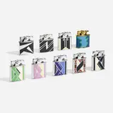 Ronson, Collection of nine cigarette lighters, c. 1928, enamel on metal