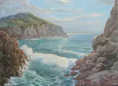 Charles J. Clarke, California Coastal Scene, Oil on canvas